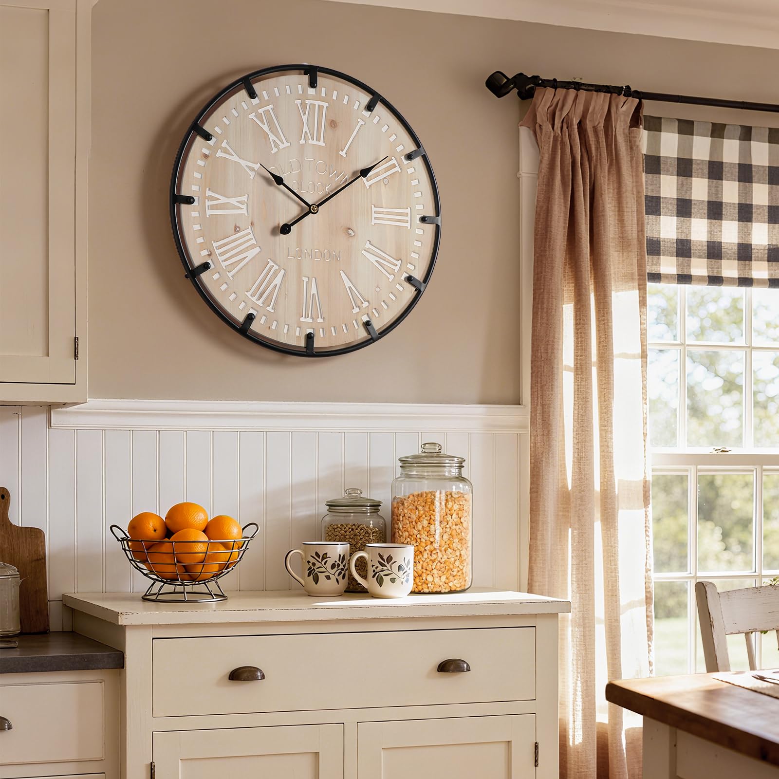 Vantic Farmhouse Clock farmhouse design adds warm charm to any room.