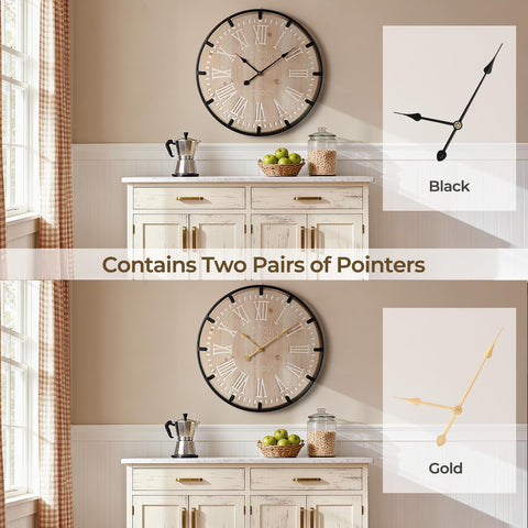 Vantic Farmhouse Clock sturdy wooden frame with metal ring for durable wall display.