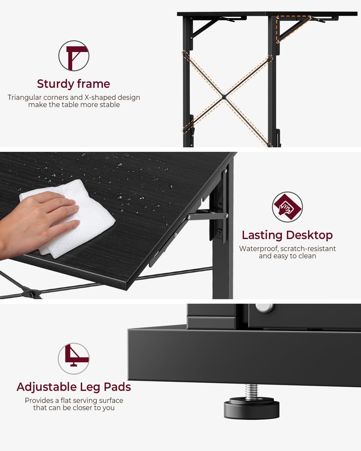 Vantic fold-away desk offers flexible use in home office.