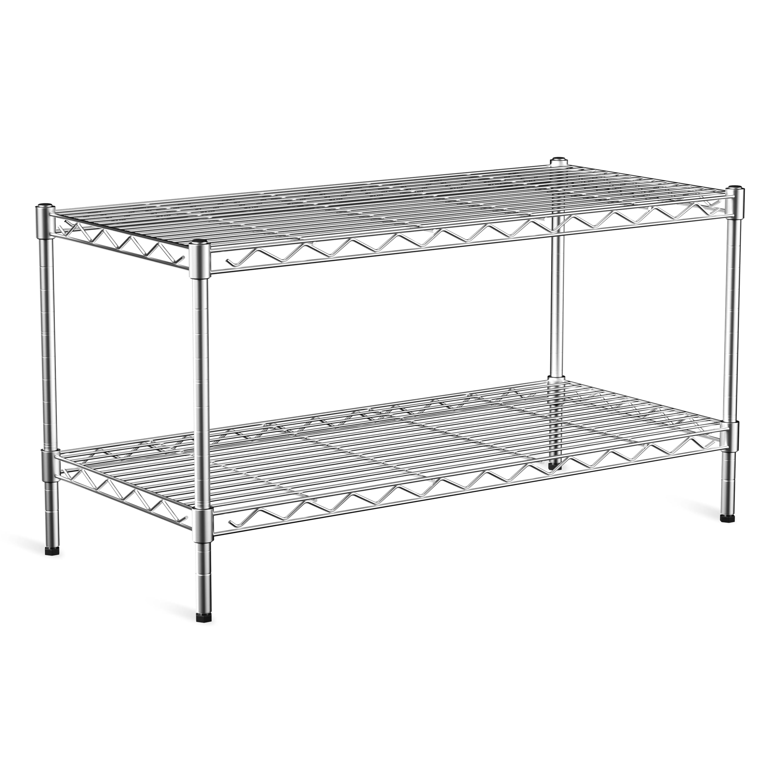 VANZBON 2-tier shelving unit fully assembled for spacious storage in a garage or pantry