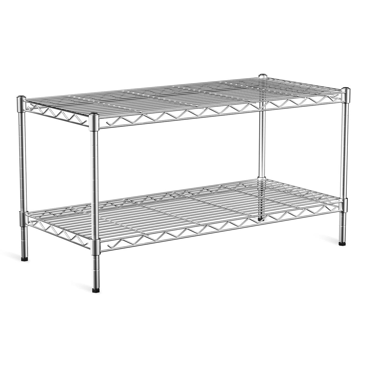 VANZBON 2-tier shelving unit fully assembled for spacious storage in a garage or pantry