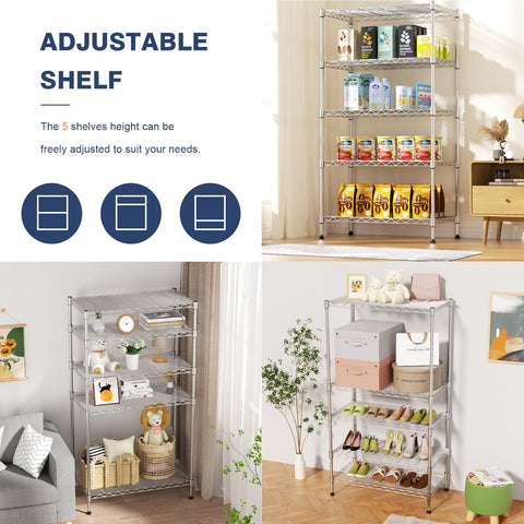 Adjustable tiers in 1-inch steps suit items of different heights