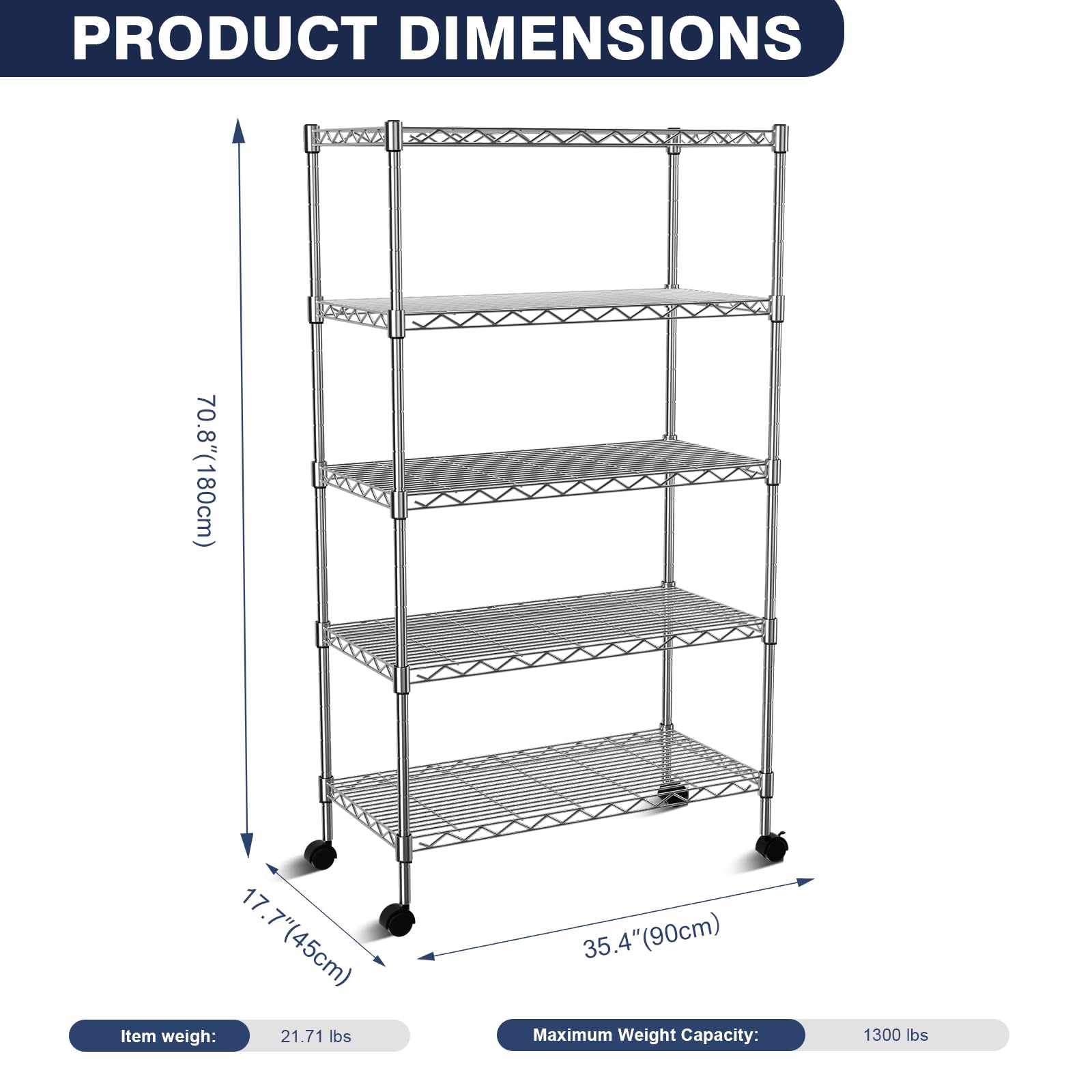 VANZBON 5-Tier shelf side view emphasizes compact footprint for tight spaces