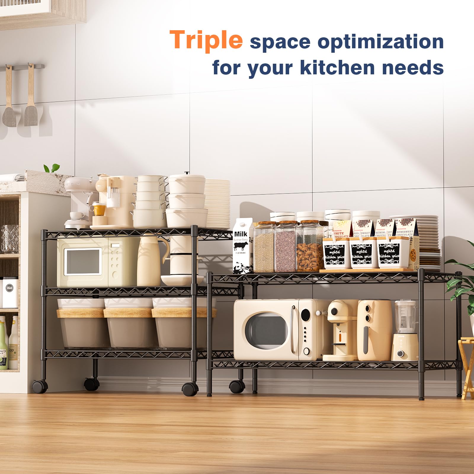 VANZBON adjustable-height shelves demonstrate easy 1-inch increments.