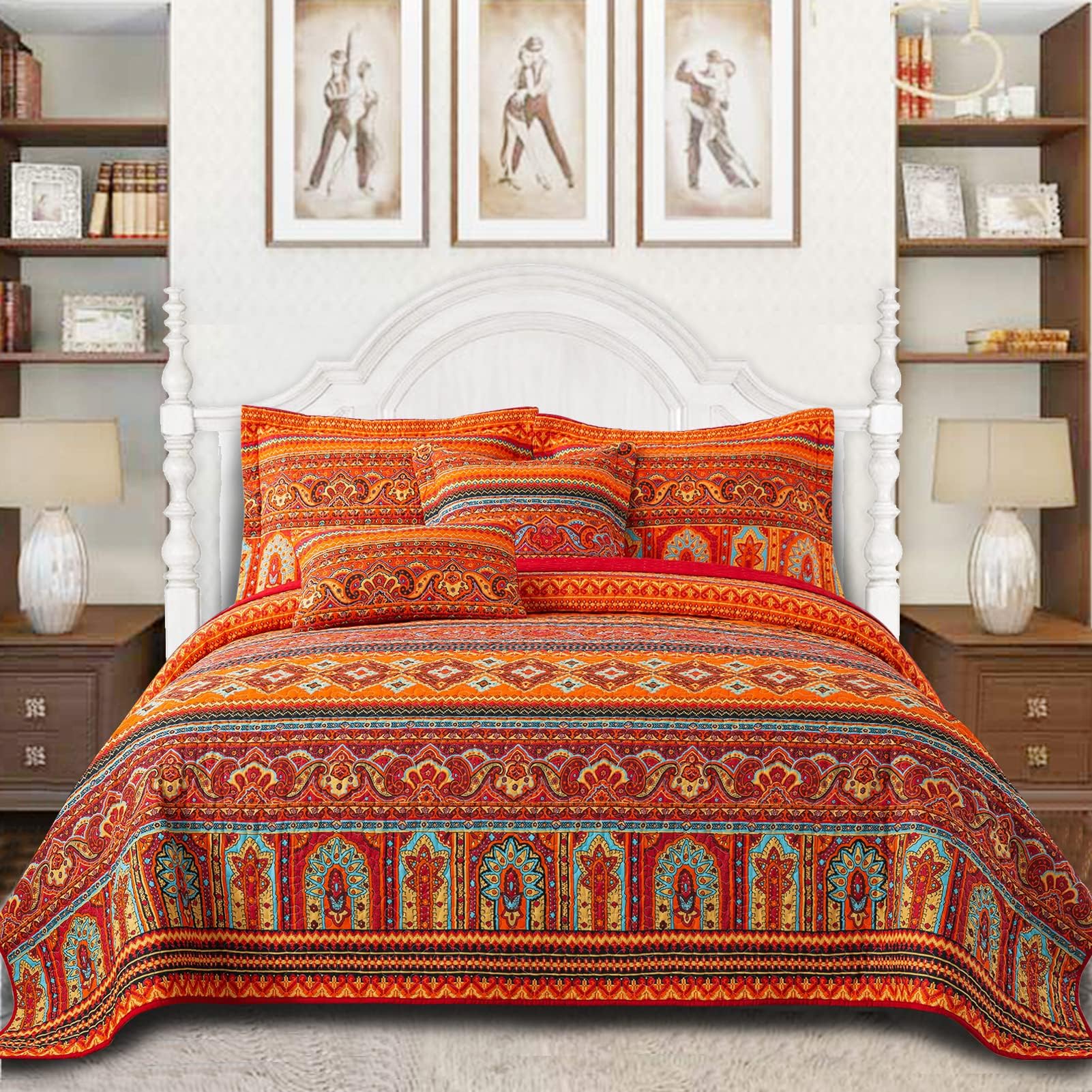 VAPUTAR cotton quilt king coverlet front view shows soft, breathable fabric