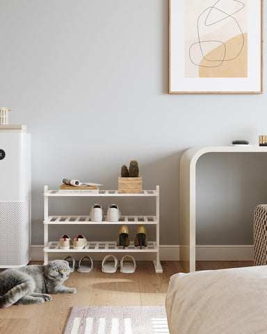Varhomax rack suits garage or laundry for tidy footwear storage.