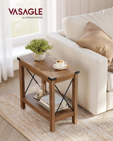 VASAGLE end table bottom shelf offers accessible storage for books and remotes