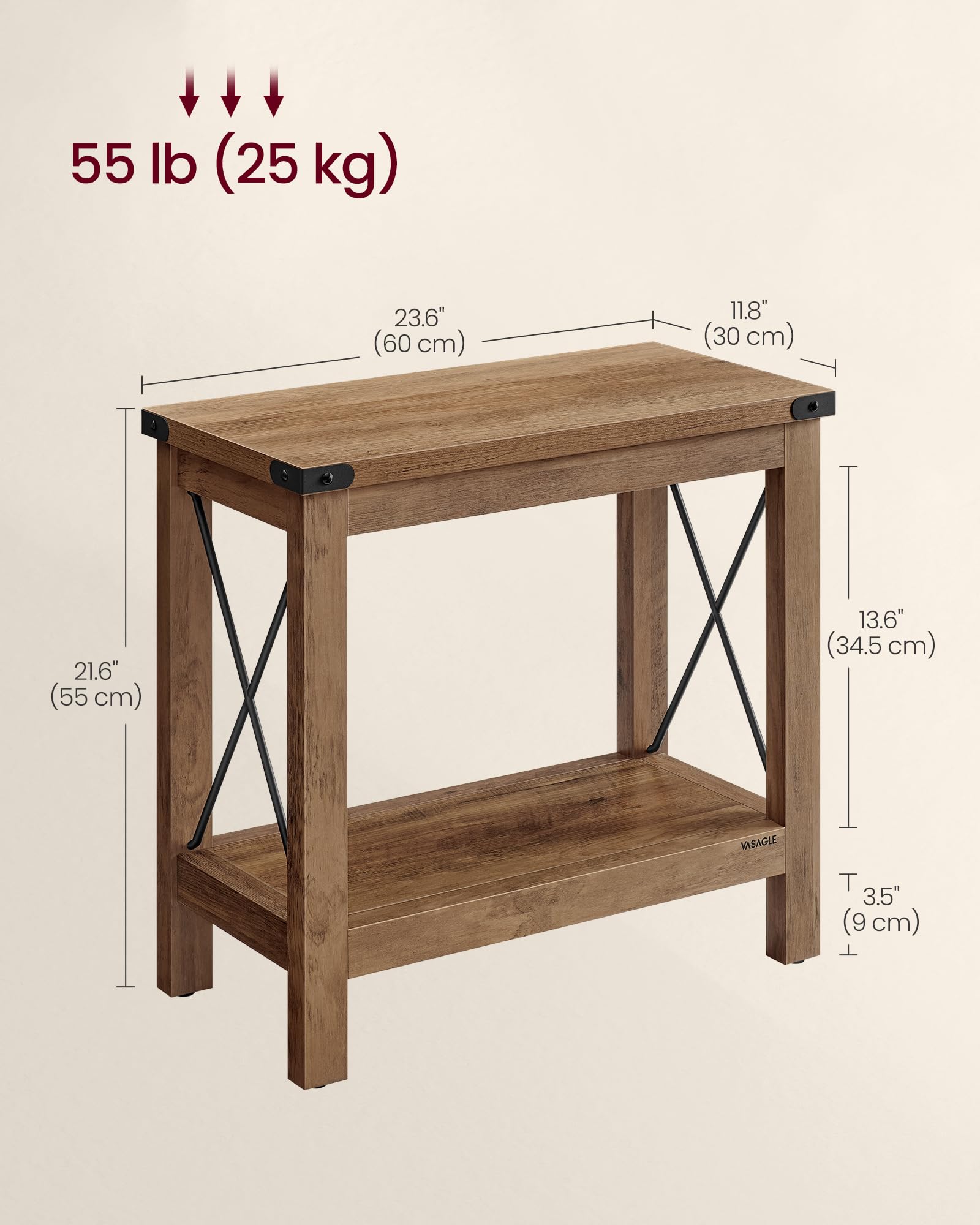VASAGLE end table compact design fits small spaces beside sofa or bed
