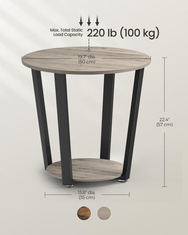 VASAGLE 220 lb capacity supports books, lamp, and decor.