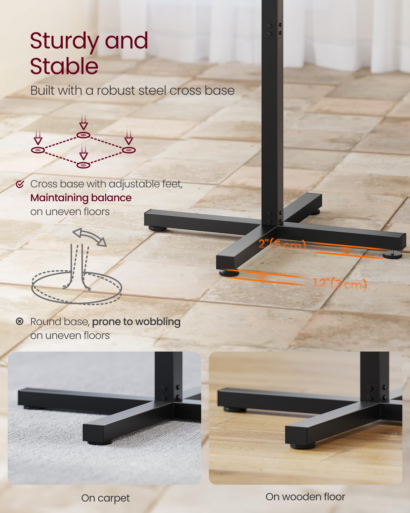 VASAGLE 23.6-inch round table seats 2–3 guests comfortably.