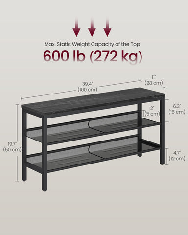 VASAGLE bench in charcoal gray finish complements modern home decor.