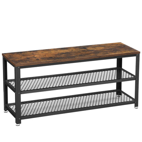 VASAGLE 3-tier shoe rack bench front view for an organized entryway.