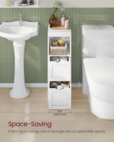 VASAGLE 35-inch tall cabinet demonstrating vertical presence in a hallway.