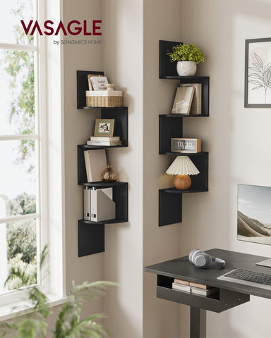 VASAGLE 4-tier floating shelves ink black display for living room essentials