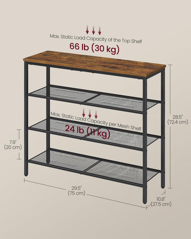 VASAGLE 4-tier shoe rack in entryway keeps everyday shoes organized.