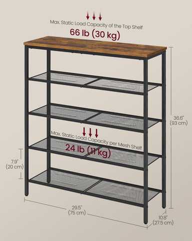 Adjustable feet on the VASAGLE rack keep it level on uneven floors