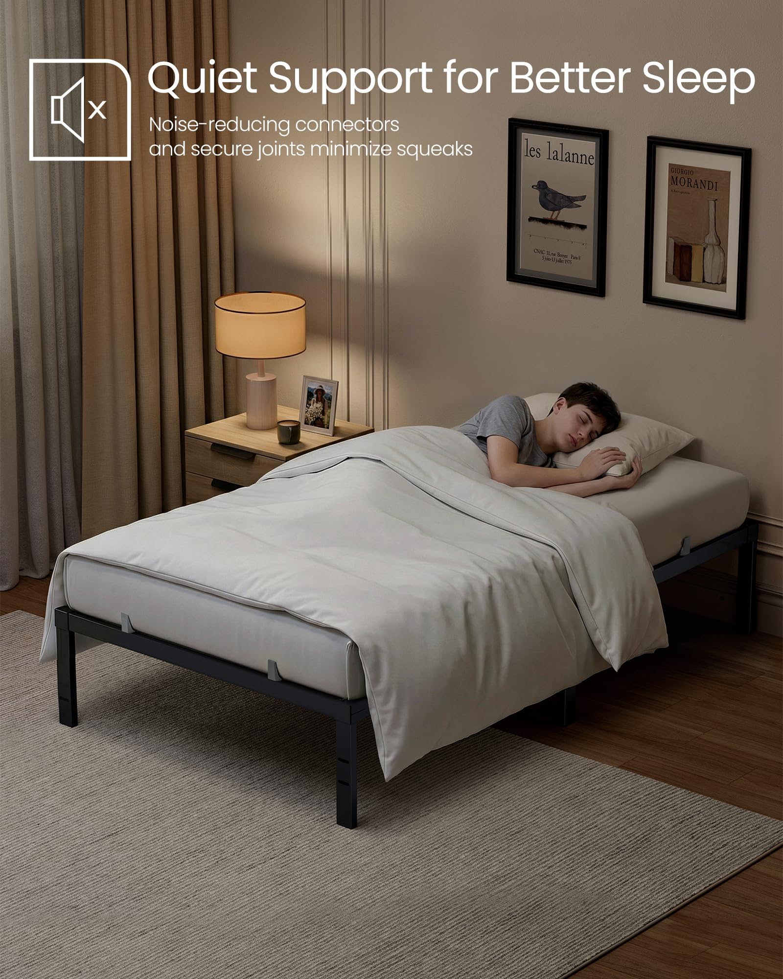 VASAGLE 6 legs with center support provide sturdy stability across the frame