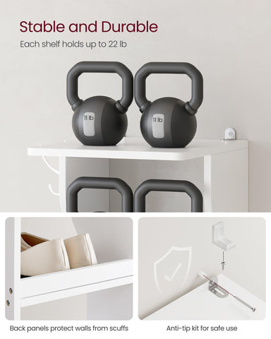 VASAGLE anti-tip kit and raised back help keep the rack stable