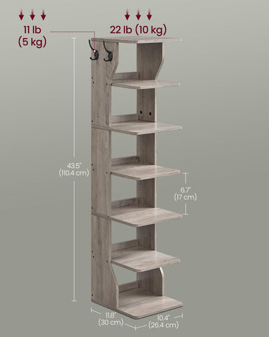 Durable particleboard shelves support heavier footwear.