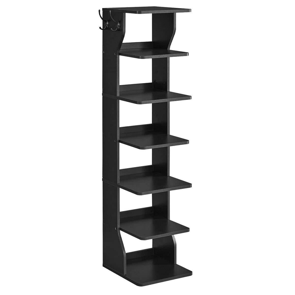 VASAGLE 7-tier vertical shoe rack front view, slim corner storage for small spaces