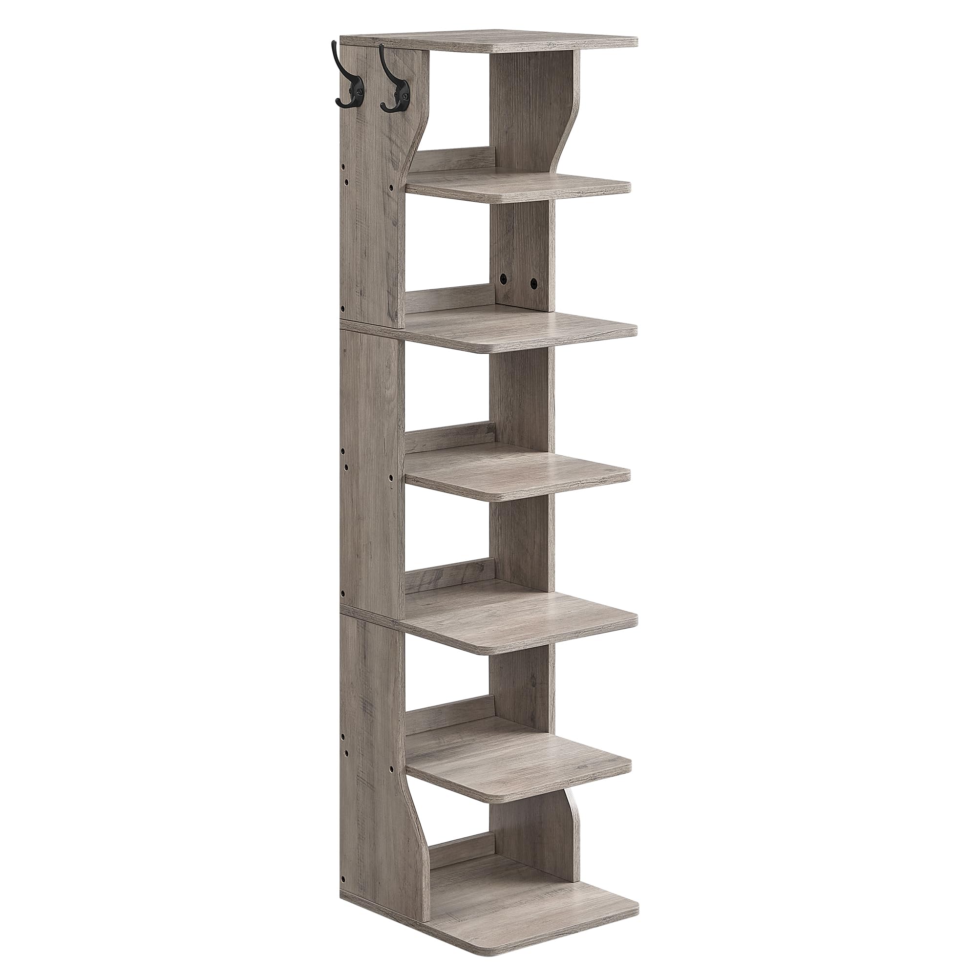 VASAGLE 7-tier vertical rack front view shows compact, space-saving design.