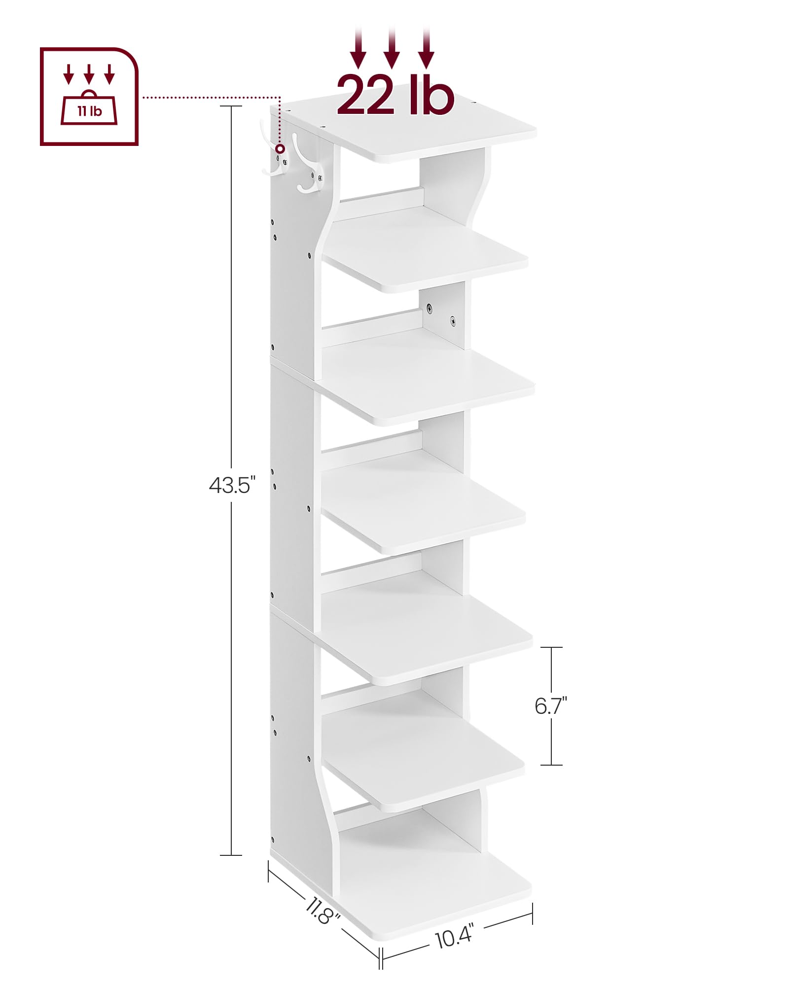 VASAGLE raised back design protects walls while organizing footwear