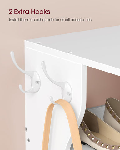 VASAGLE 9-tier shoe rack assembly step illustration indicating easy setup.
