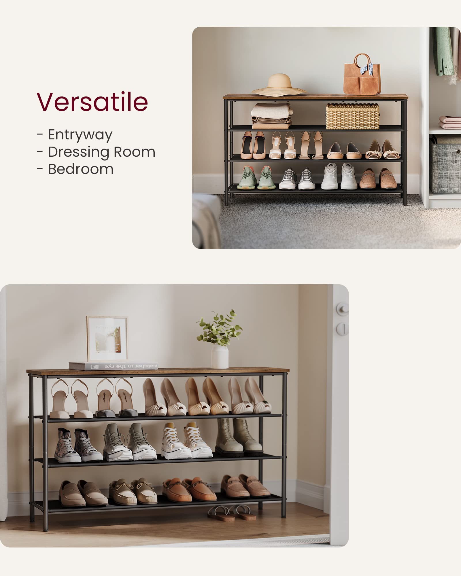 VASAGLE adjustable feet keep the rack level on uneven floors