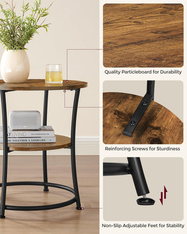 VASAGLE adjustable feet keep the table level on uneven floors.