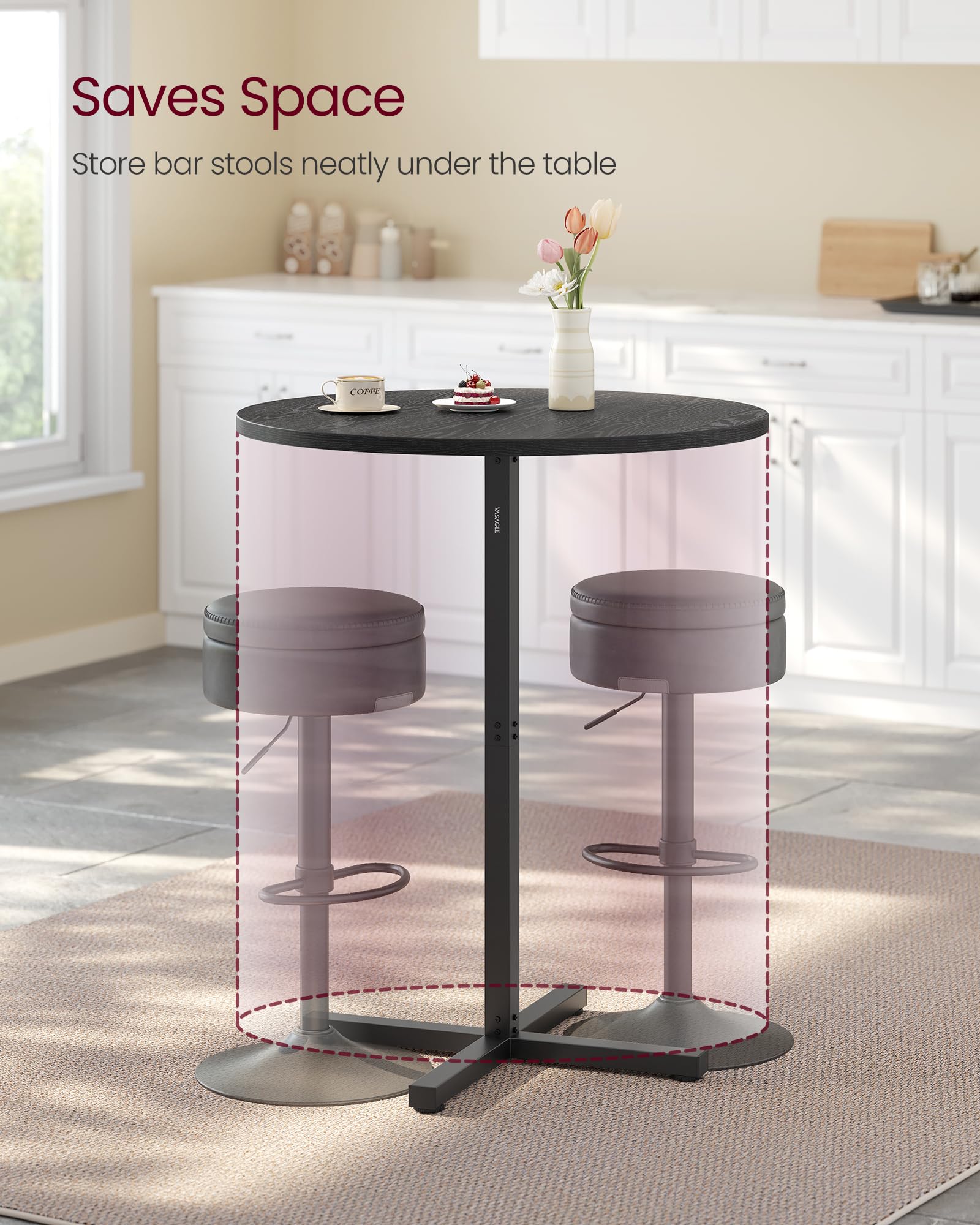 VASAGLE adjustable feet keep surfaces level on uneven floors.
