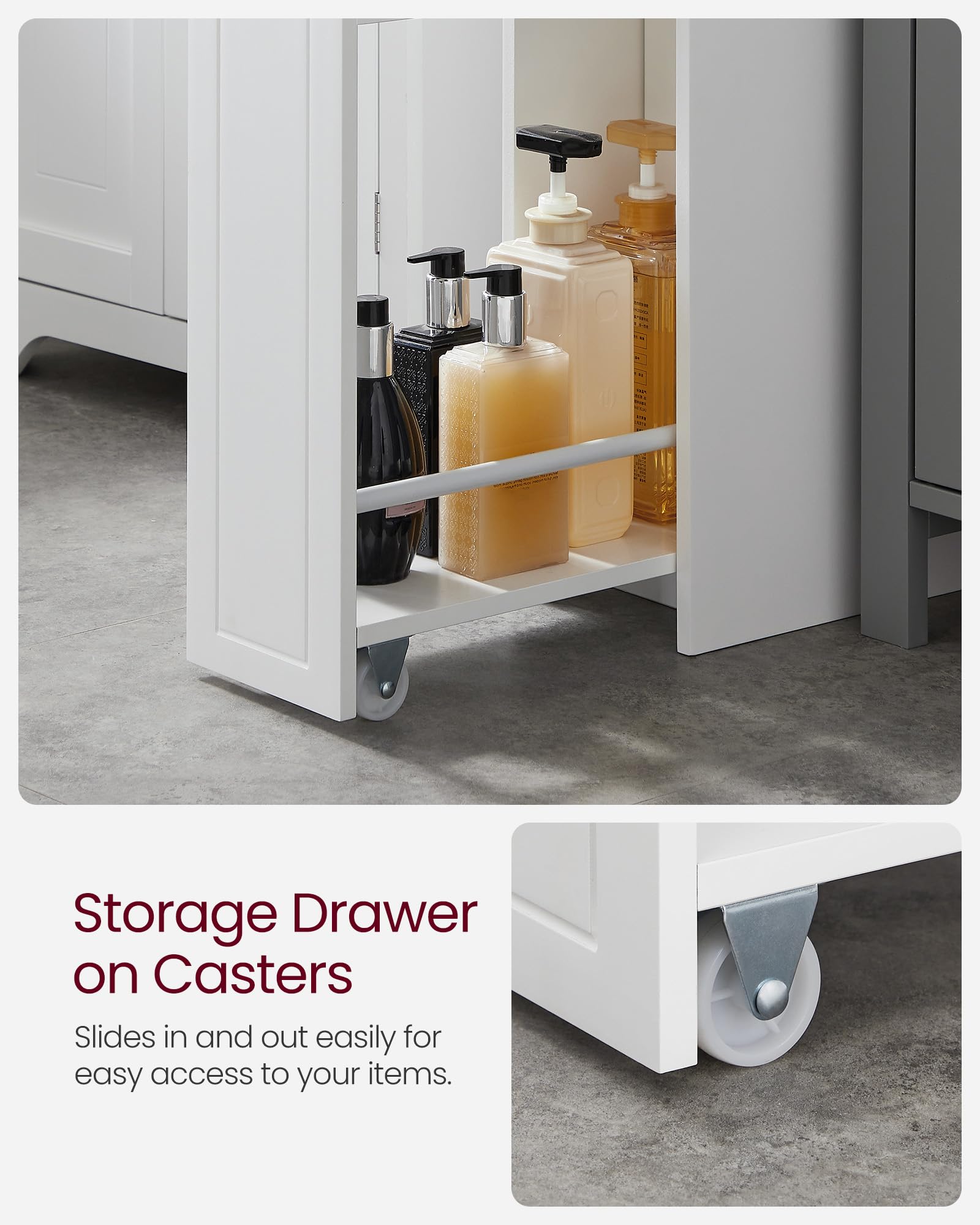 VASAGLE anti-tip kit keeps the cabinet stable in use.