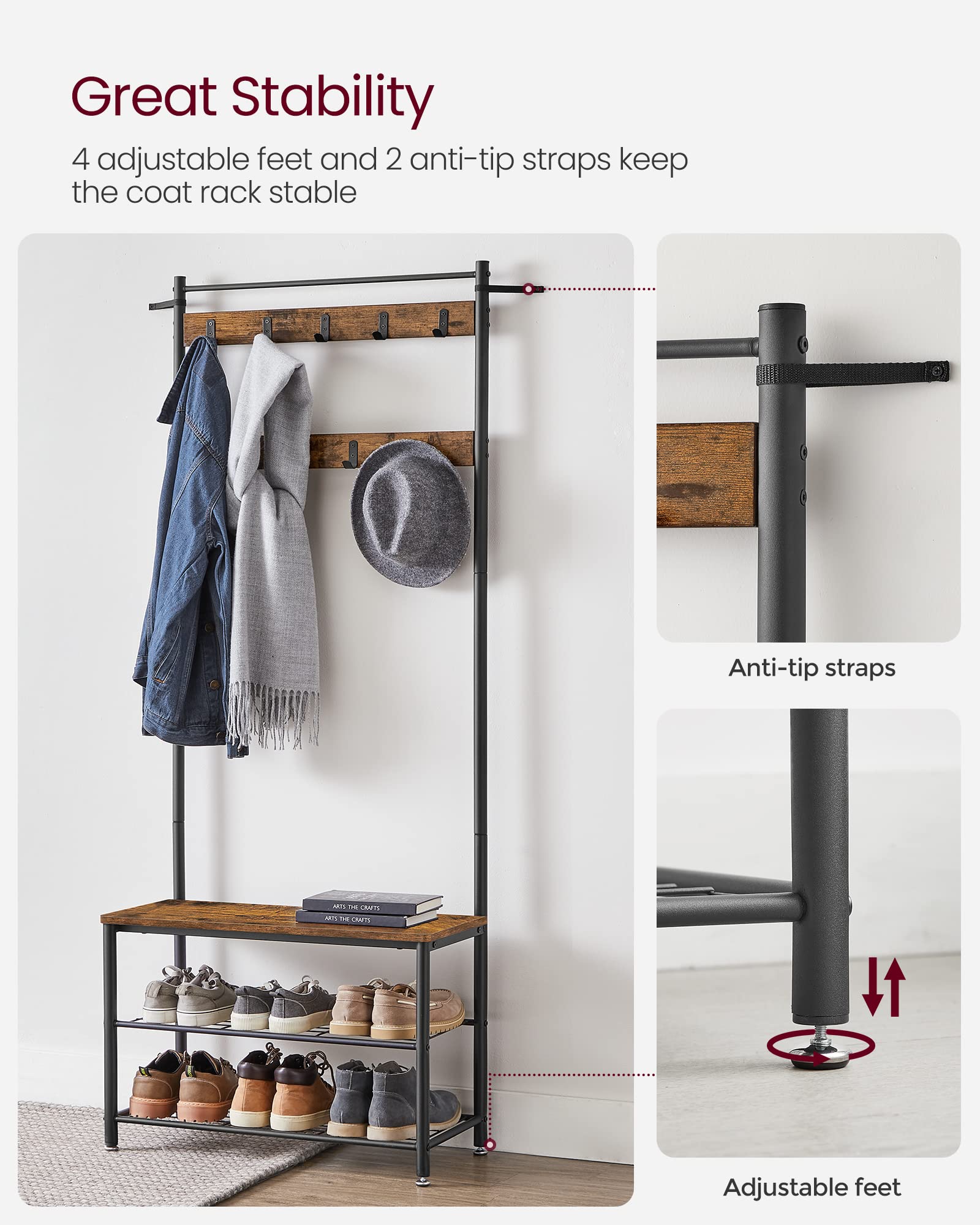 VASAGLE anti-tip kit enhances stability for kids and guests.