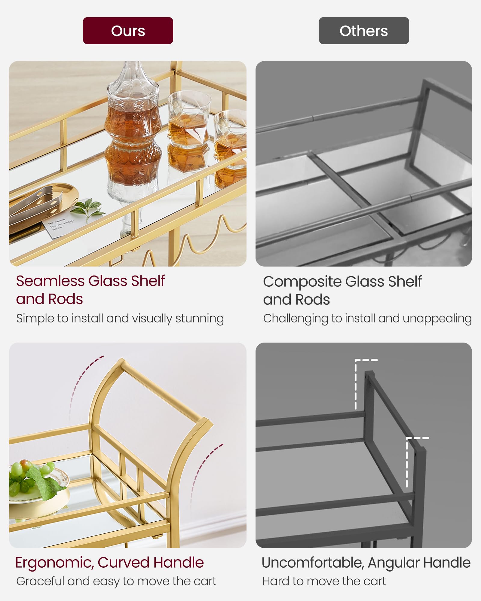 VASAGLE Bar Cart assembly instructions showing simple setup.