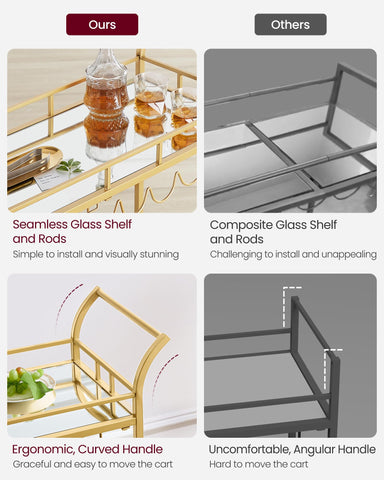 VASAGLE Bar Cart assembly instructions showing simple setup.