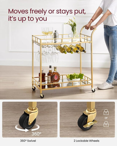 VASAGLE Bar Cart in dining room setup enhancing décor and function.