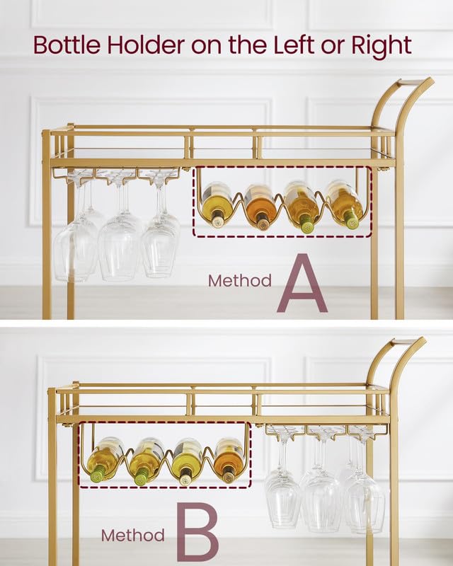 VASAGLE Bar Cart in kitchen service role keeping essentials organized.