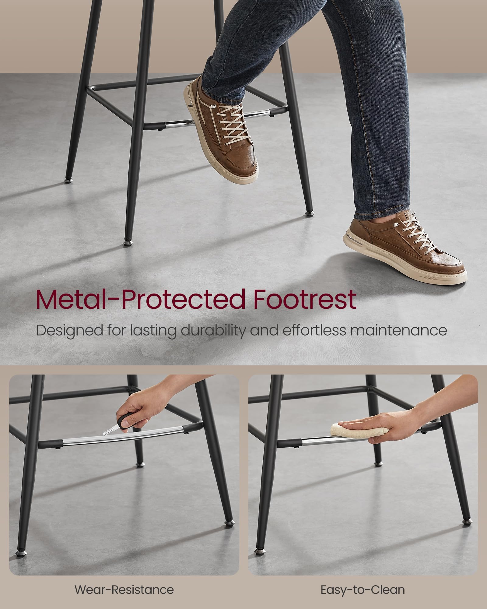 VASAGLE footrest with metal protection keeps floors scratch-free.