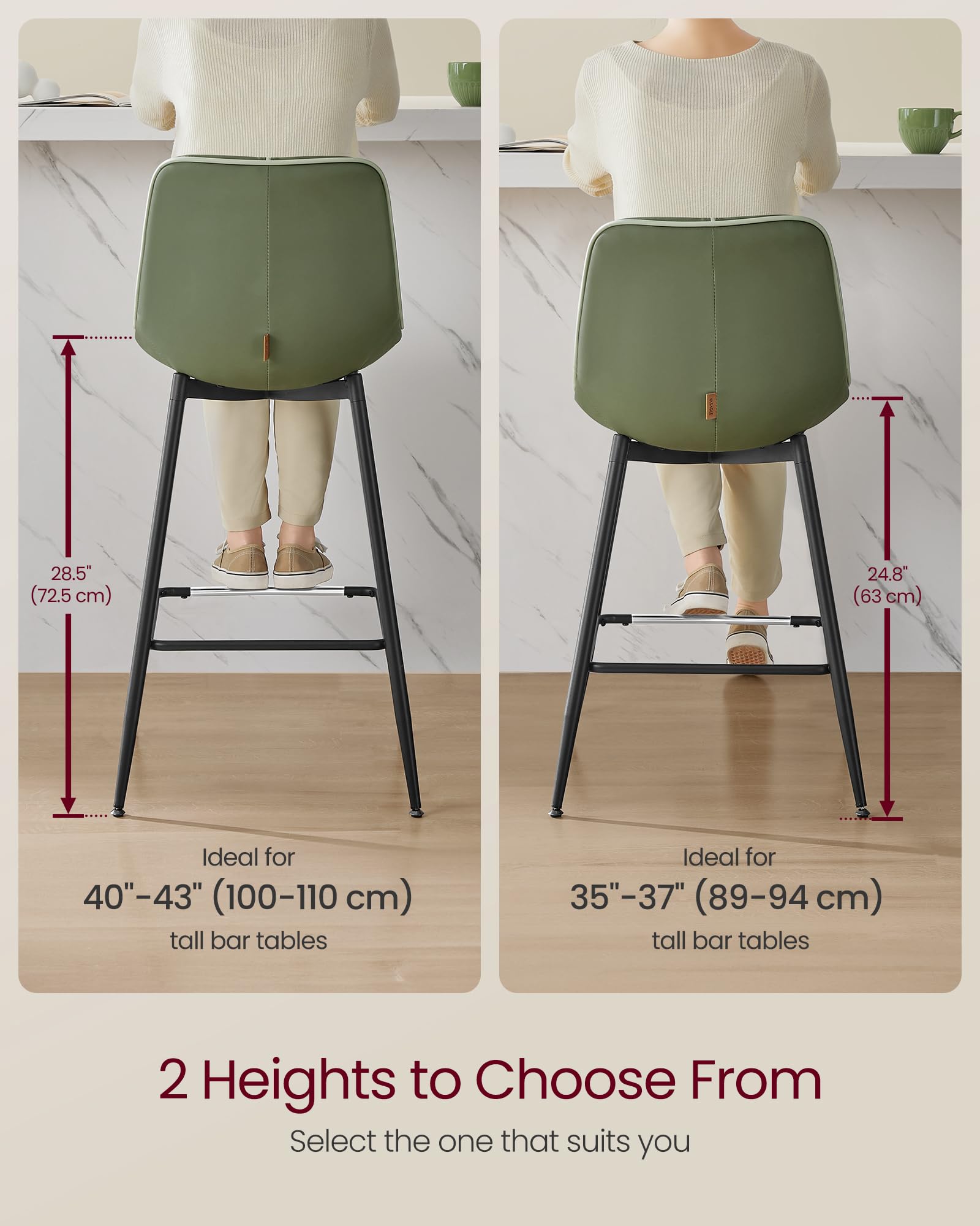 VASAGLE stools with metal legs for a sleek, modern look