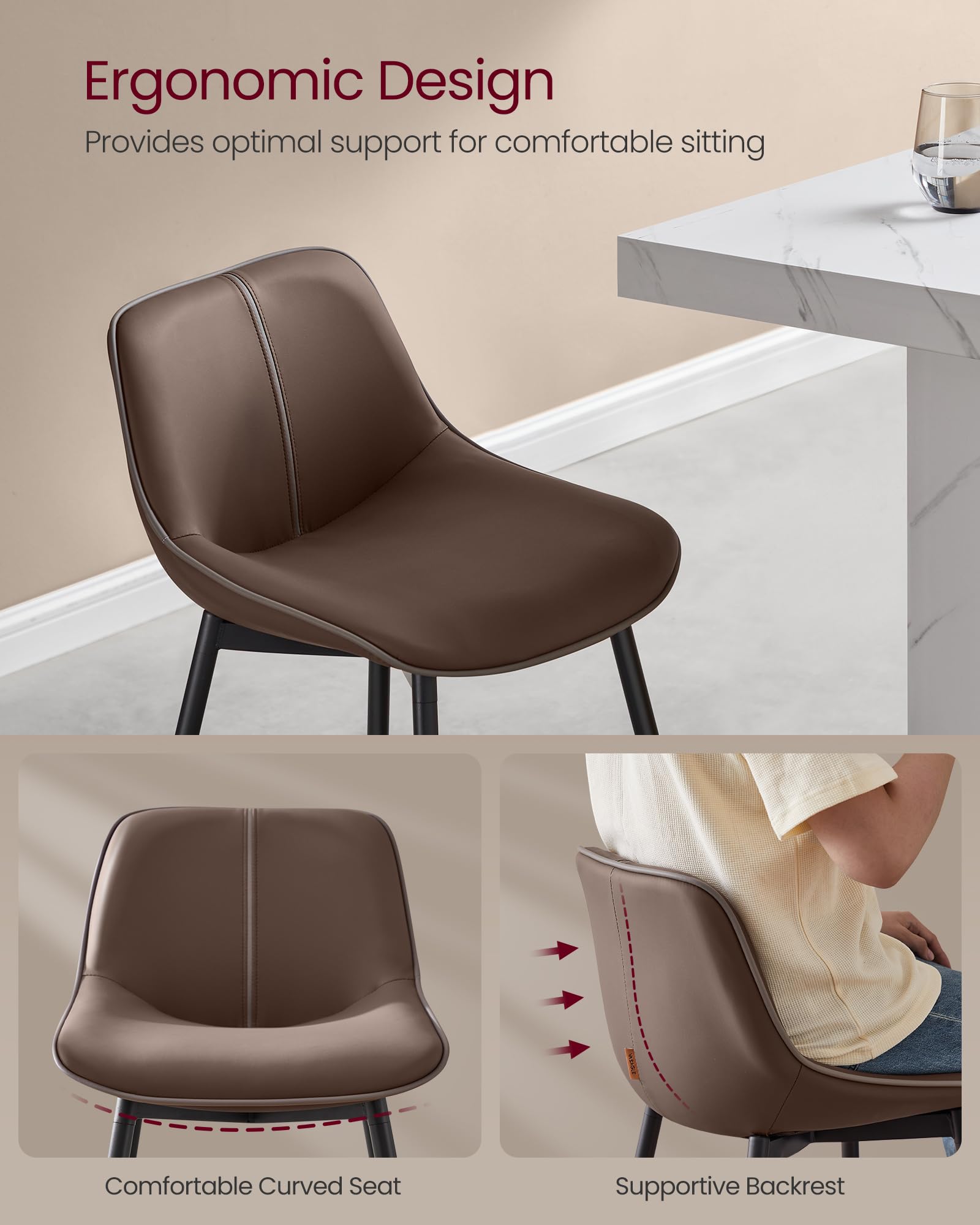 VASAGLE bar stools with metal legs for strong daily use.