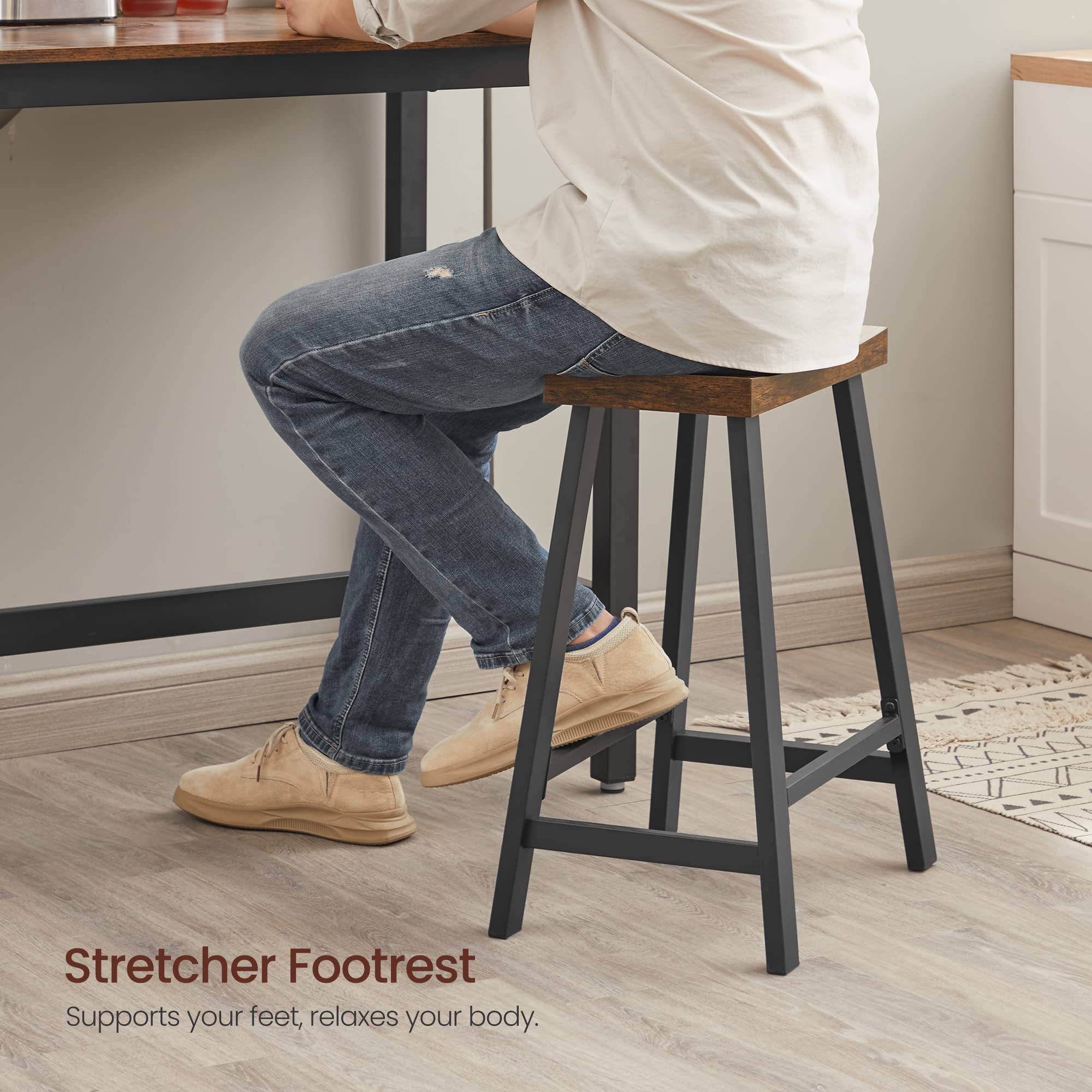 VASAGLE bar stools provide 23.6-inch counter-height seating for versatile kitchen use.