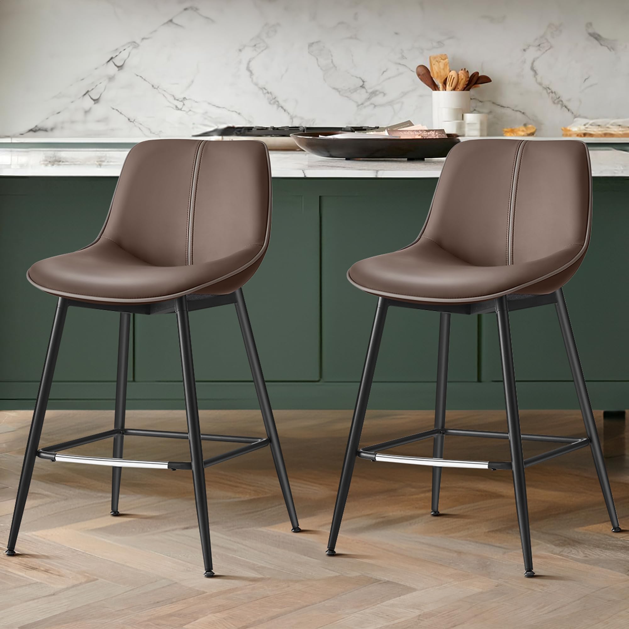 VASAGLE bar stools with ergonomic backrest for comfortable kitchen seating.