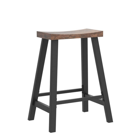 VASAGLE bar stools in rustic brown with a black frame bring timeless style to any counter.
