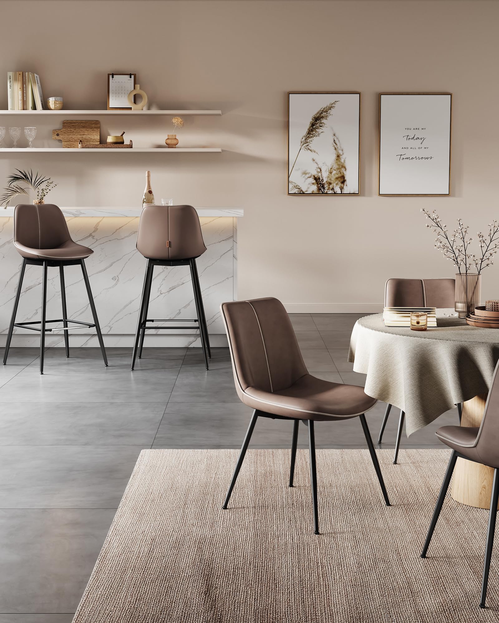 VASAGLE bar stools have an elegant spliced-seat design for contemporary style.