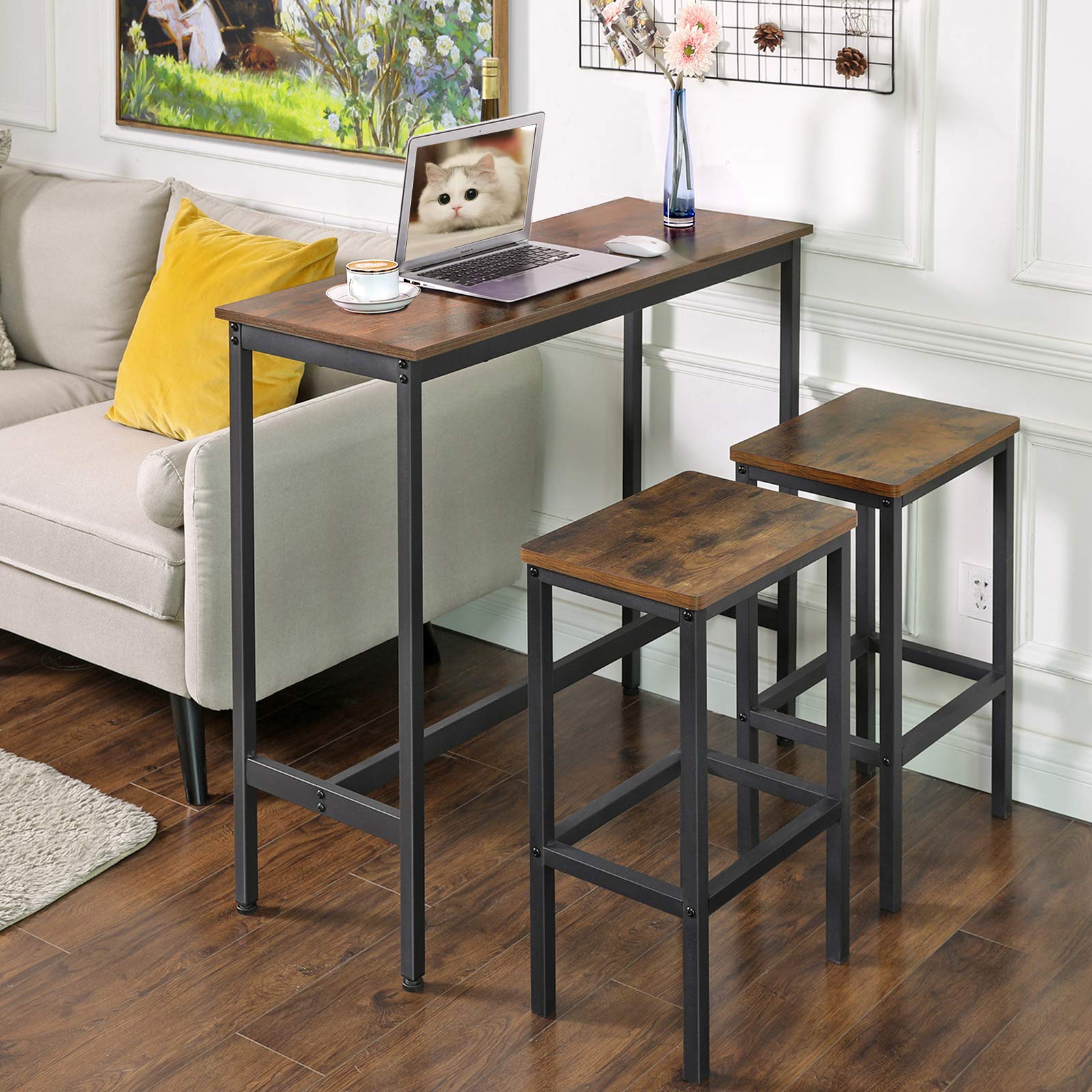 VASAGLE bar table adjustable feet prevent wobble on uneven floors