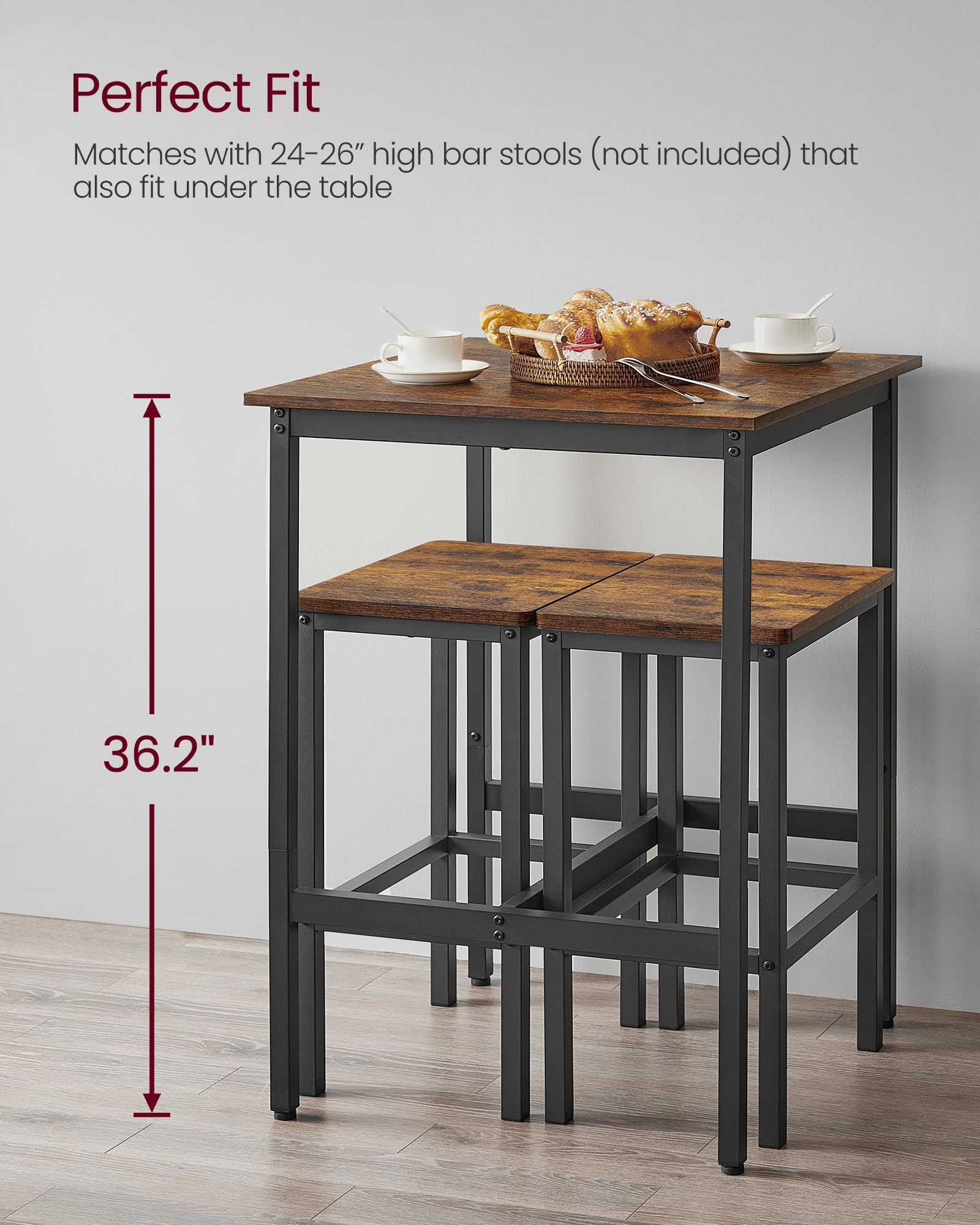 VASAGLE high table offers 36.2-inch height for flexible living room seating.