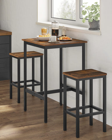VASAGLE bar table shows narrow depth, ideal for compact kitchens and breakfast corners.