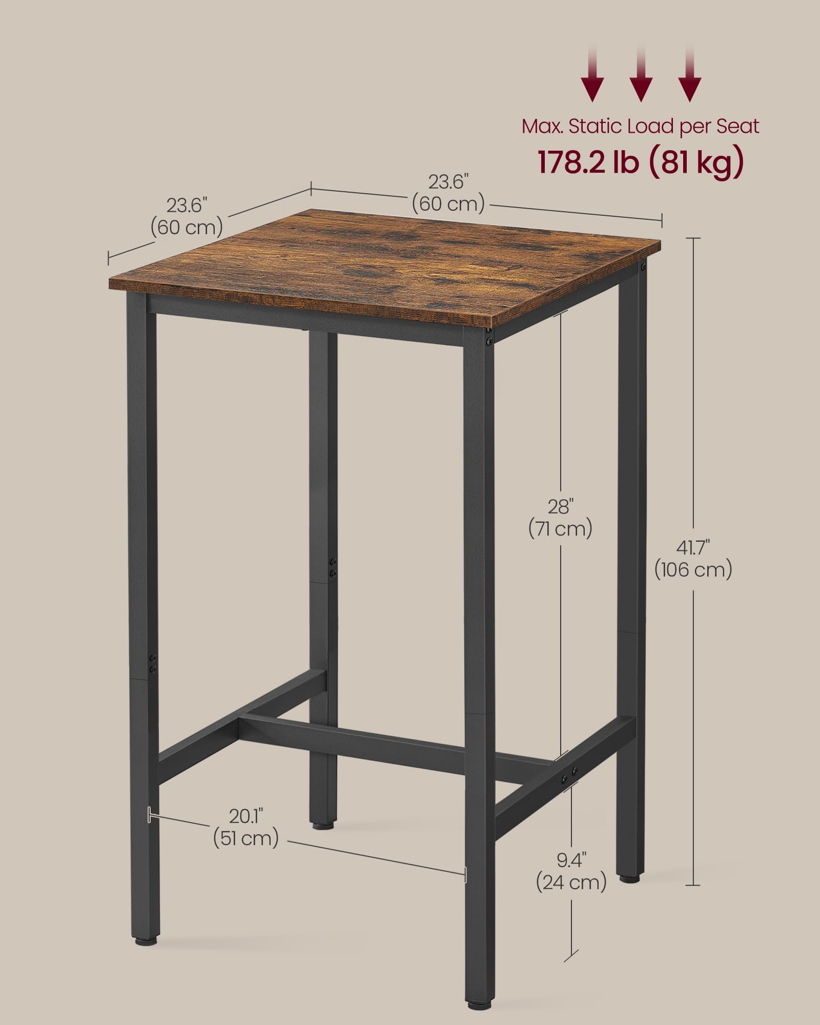 VASAGLE Bar Table shown with stools creating a cozy breakfast nook