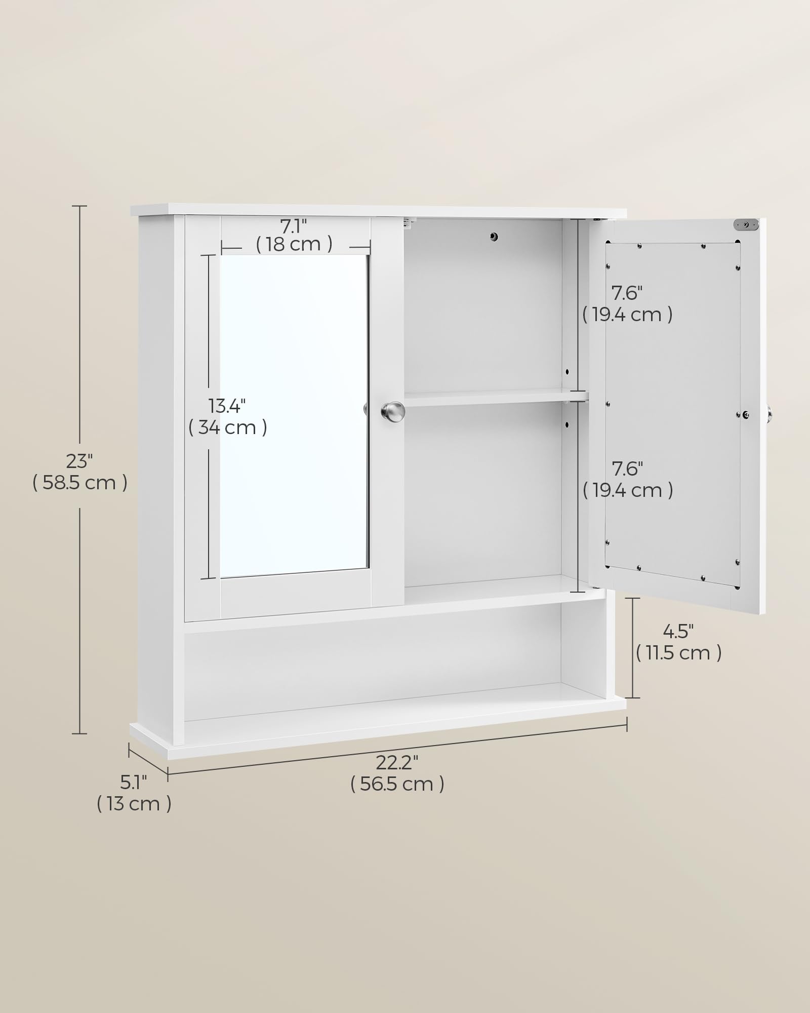 VASAGLE modern white cabinet blends with bathroom decor and keeps spaces organized