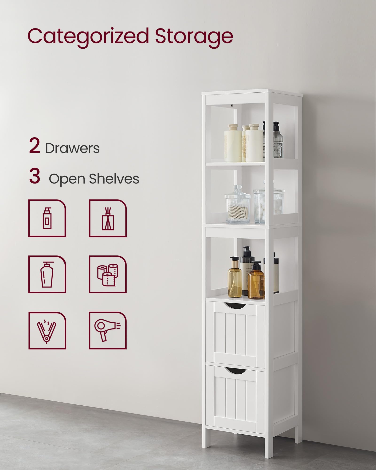 VASAGLE bathroom corner cabinet setup demonstrates space-saving corner placement.
