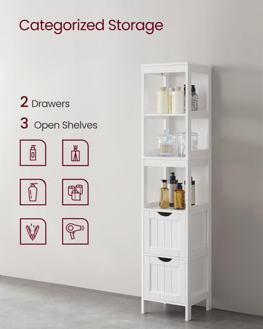 VASAGLE bathroom corner cabinet setup demonstrates space-saving corner placement.